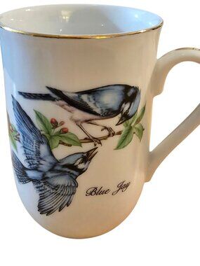 John James Audubon Porcelain Blue Jay Bird Coffee Mug 1985 Japan